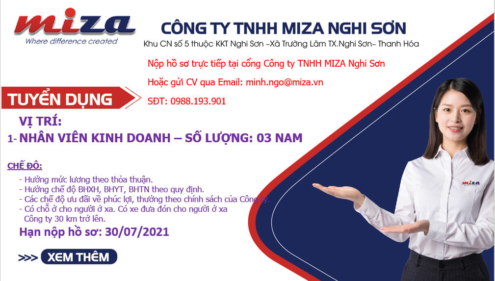 THÔNG BÁO TUYỂN DỤNG NHÂN LỰC THÁNG 7.2021